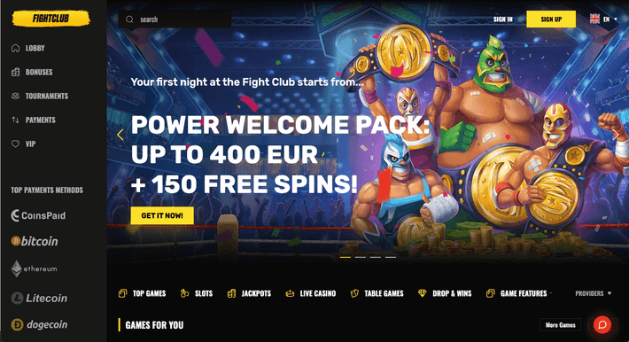 fight club casino homepage