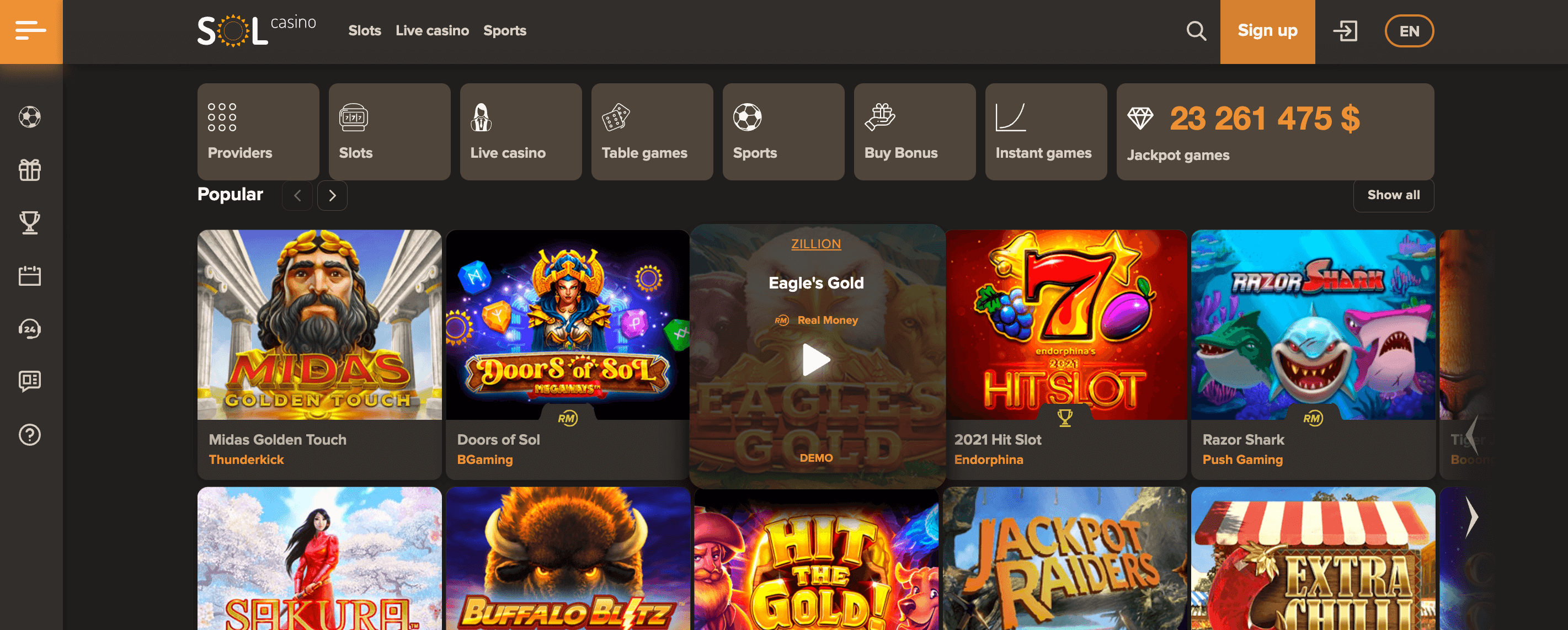 sol casino screenshot bitcoinfy